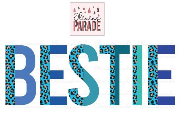 Bestie Leopard Print Blue Png for Creative Projects