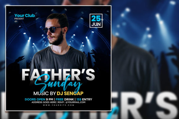 Modern Fatherβs Sunday Social Media Post and Editable Fatherβs Day Flyer Template